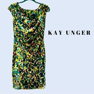 KAY UNGER printed mesh dress size 6